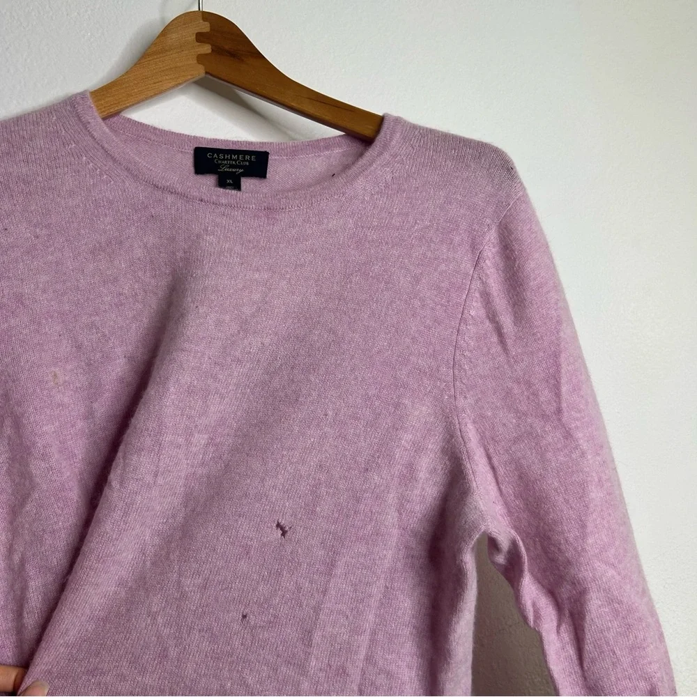 NWT Charter Club 100% Cashmere Pink Pullover Sweater XL FLAWED